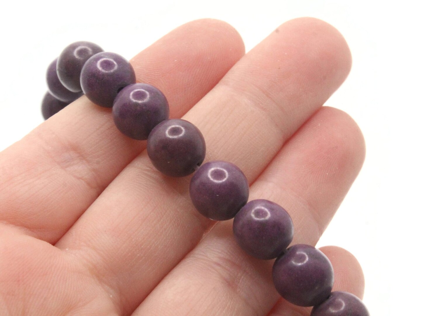 42 9mm to 10mm Round Dyed Purple Howlite Stone Beads
