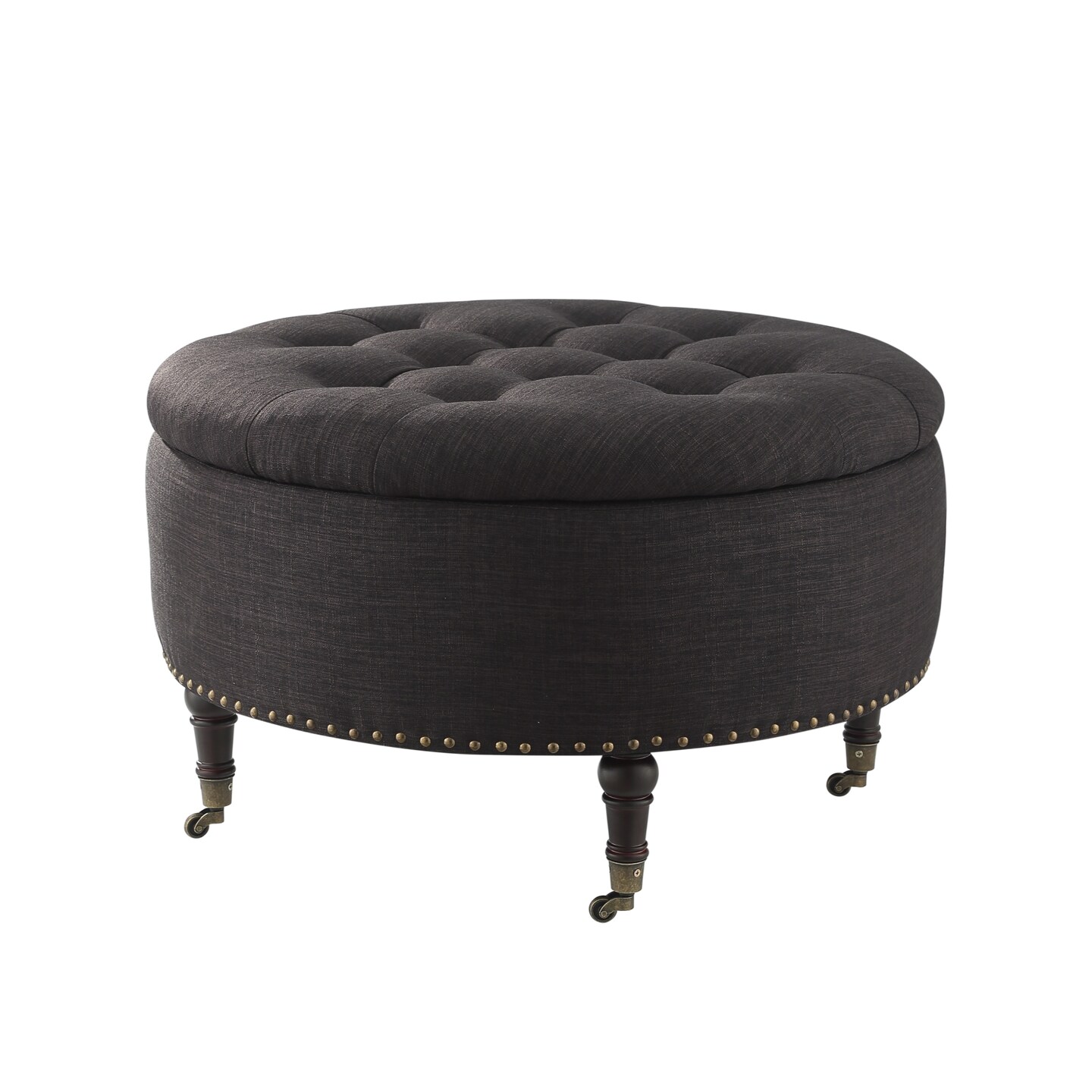 Renata Linen Button Tufting Ottoman