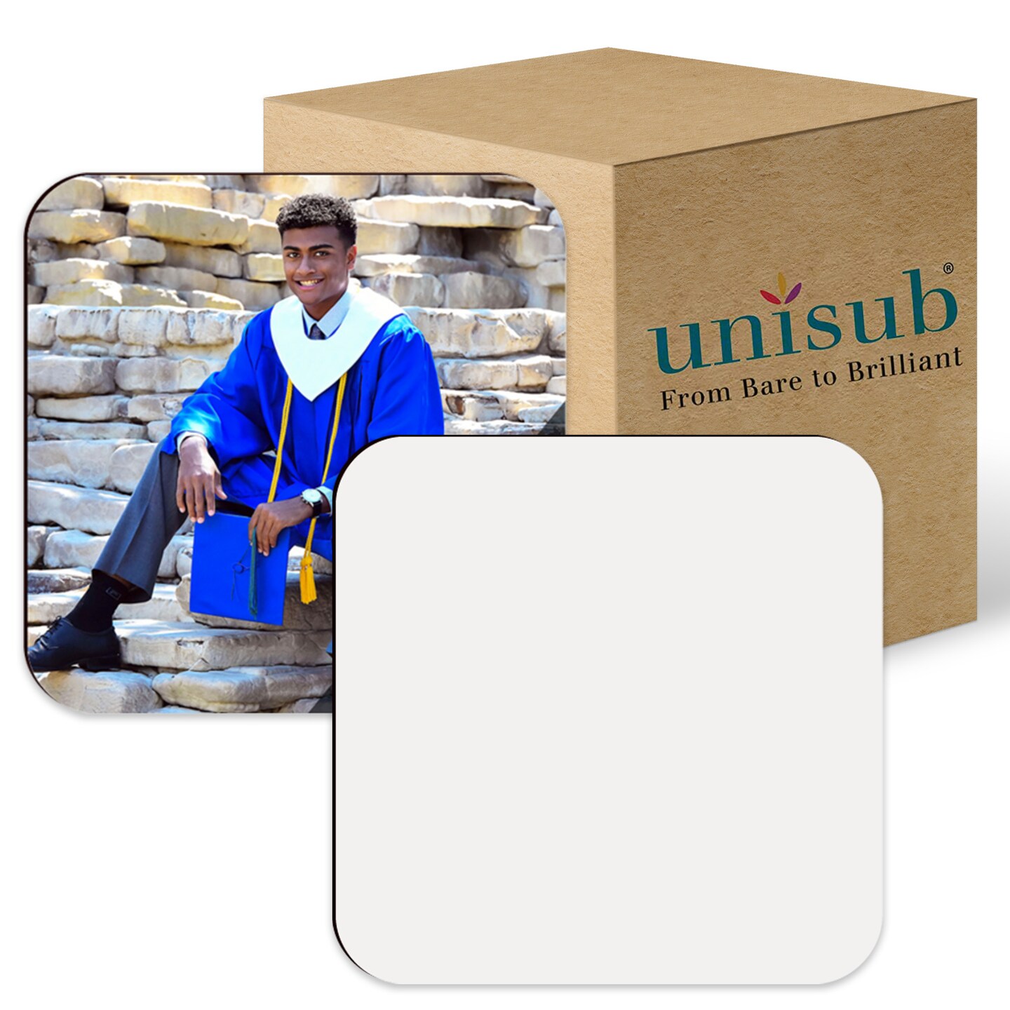 Unisub Sublimation Coaster with Cork Back - 95,2 x 95,2 x 3,18 mm