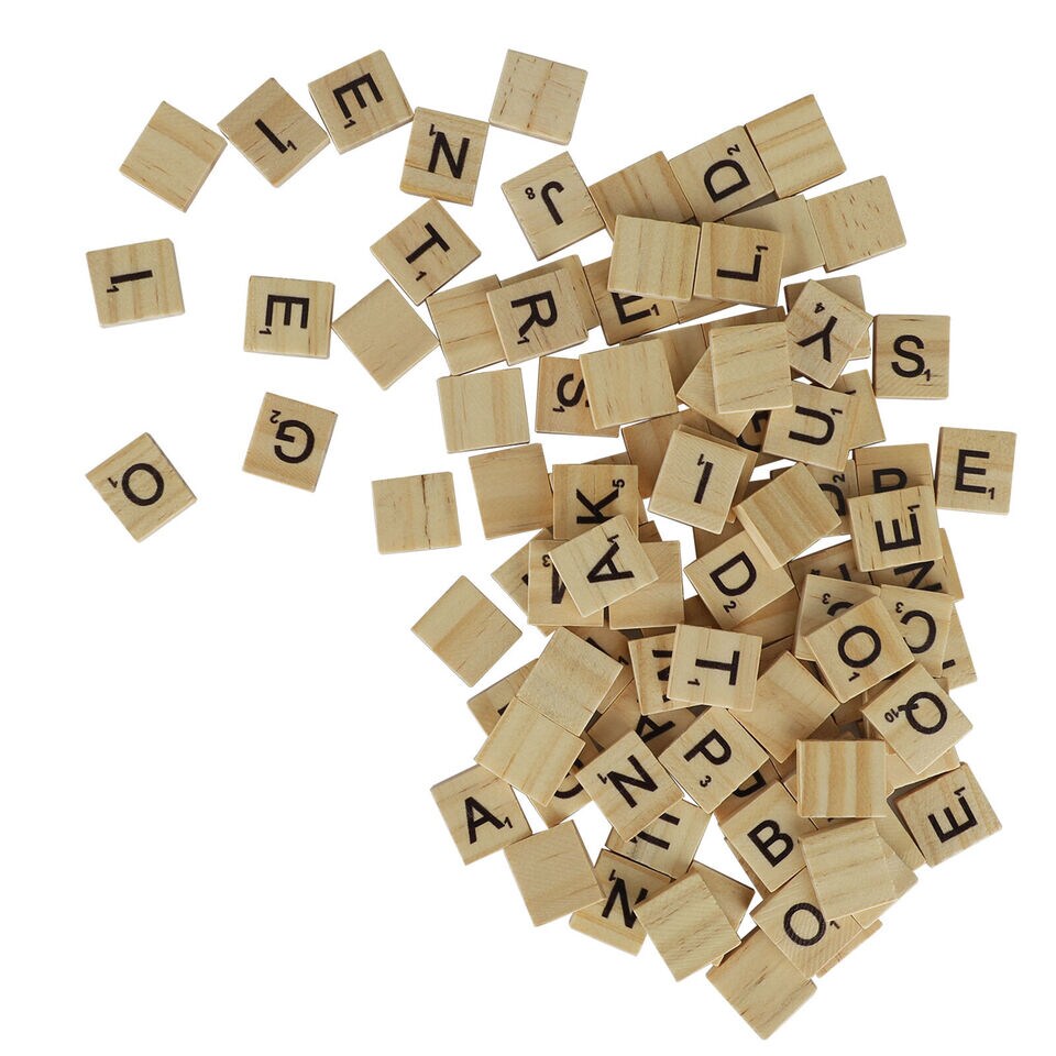 Scrabble Wood Tiles Pieces Full Sets 100 Letters Wooden Replacement Pick.