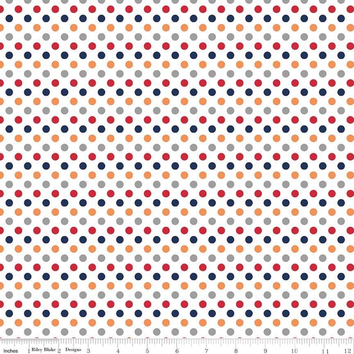 Cotton Fabric by the yard -- Small Dots Boy (Colored Polka Dots) - White Background -- Ref. C350-02 BOY -- Small Dot Collection by Riley Blake Designs®