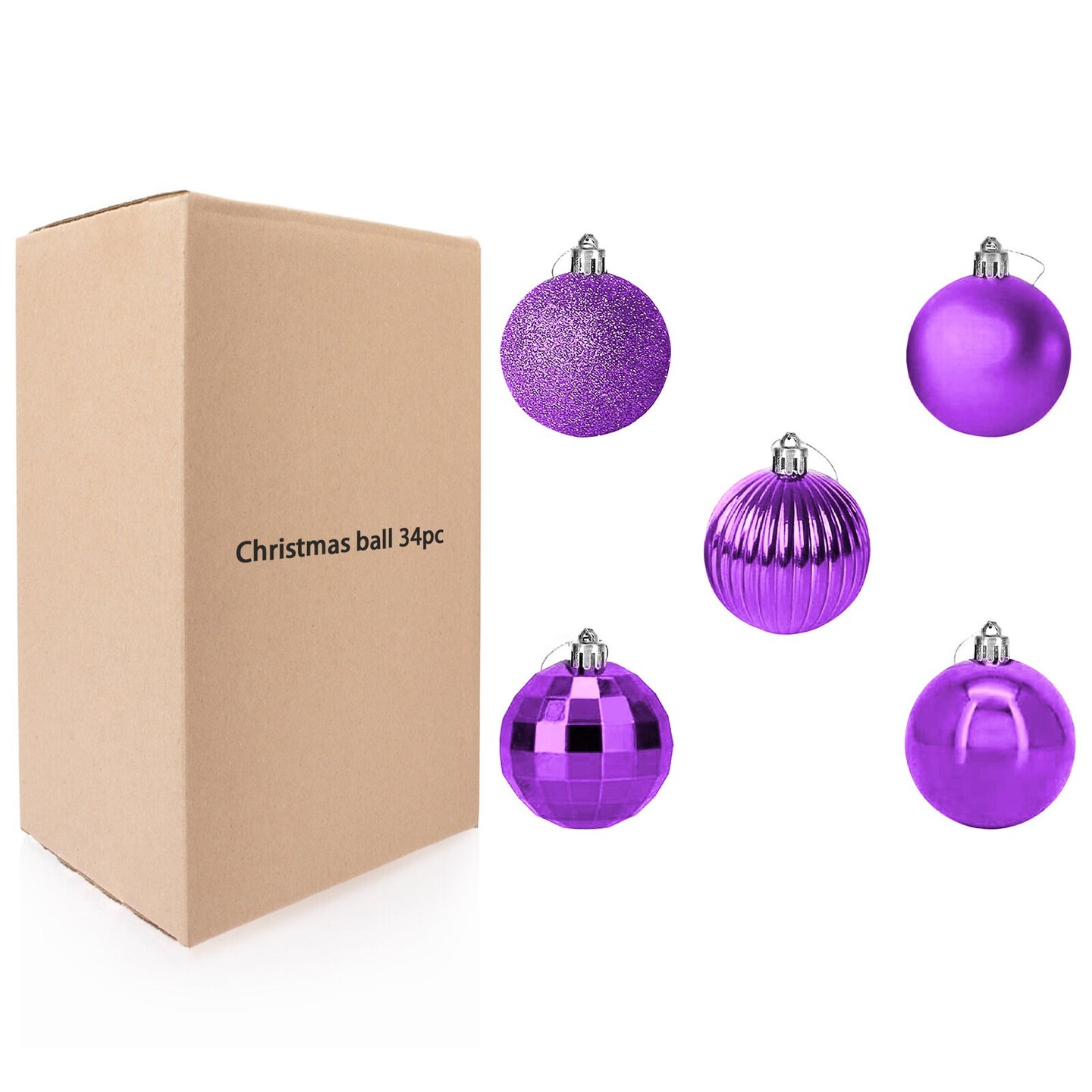 34-Piece Christmas Glitter Ball Ornaments (1.5&#x22;) Xmas Tree Decorations