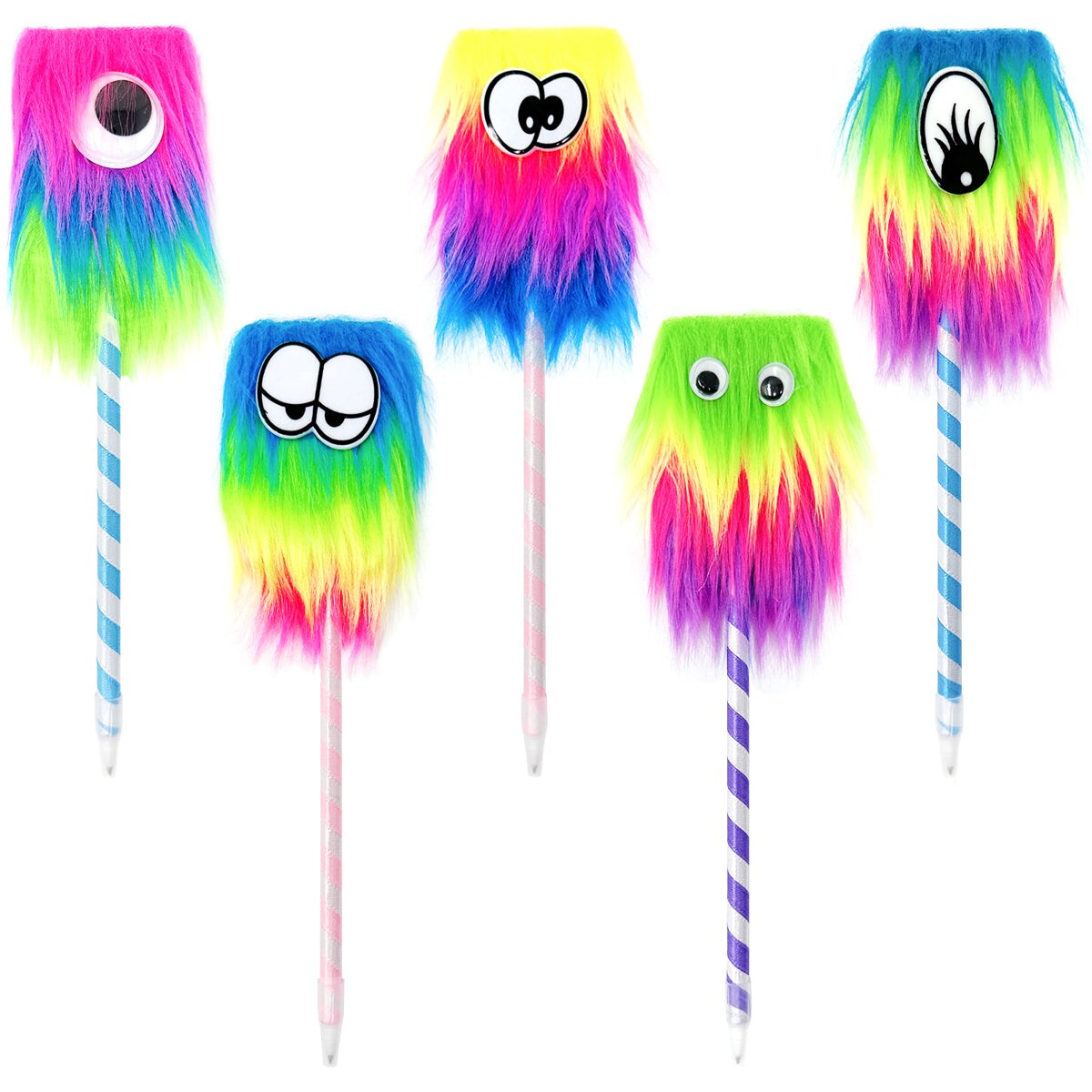 Wrapables Fluffy Rainbow Monster Pens (Set of 5)