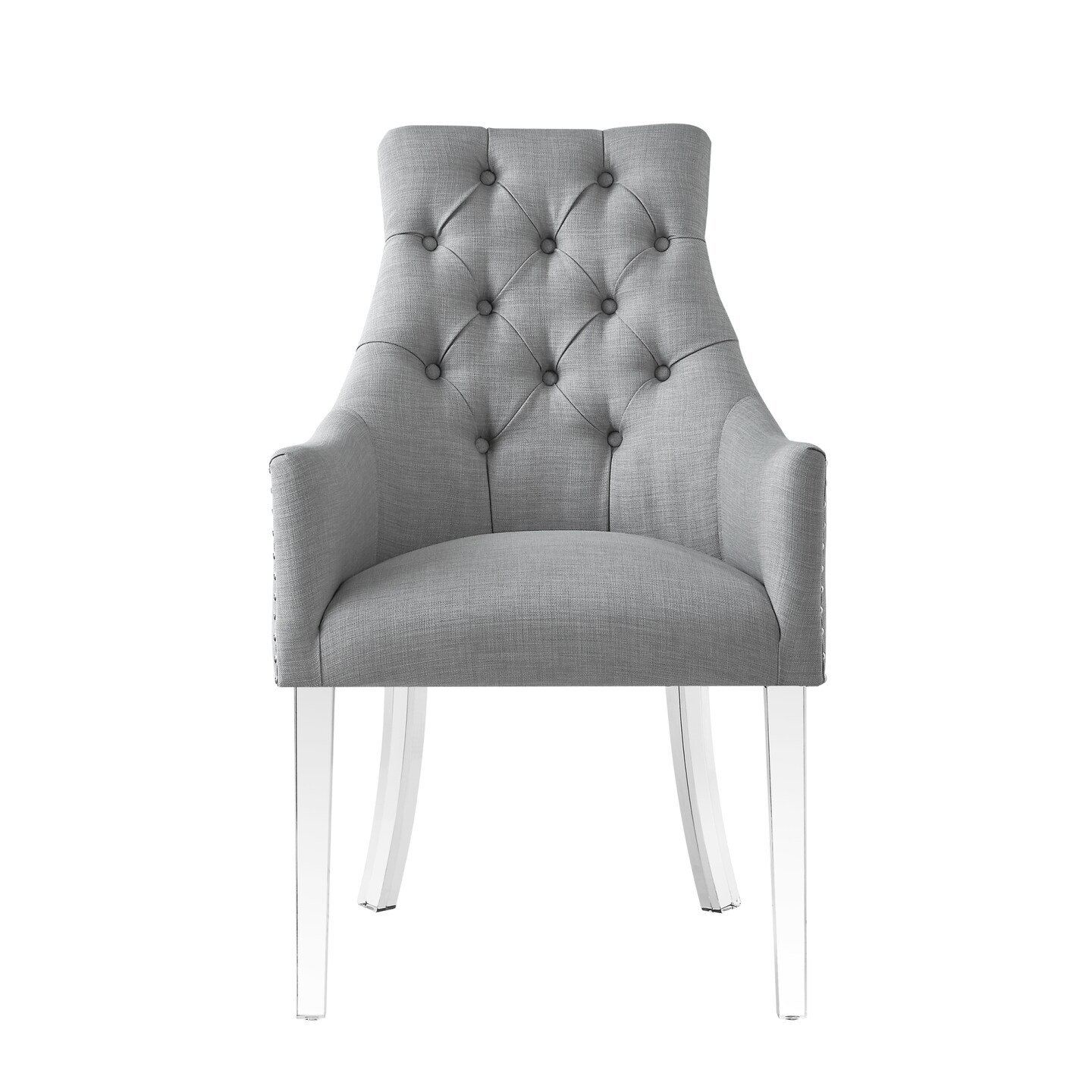 Winona Light Grey Linen Acrylic Leg Dining Chair (Set of 2)