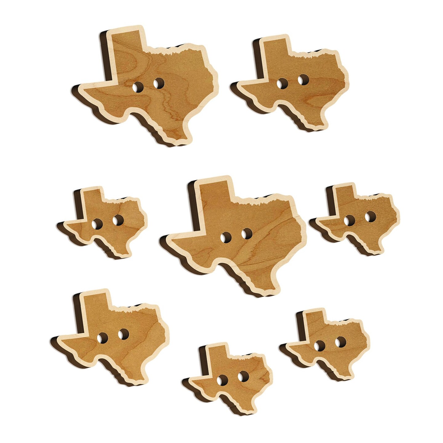 Texas State Silhouette Wood Buttons for Sewing Knitting Crochet DIY Craft