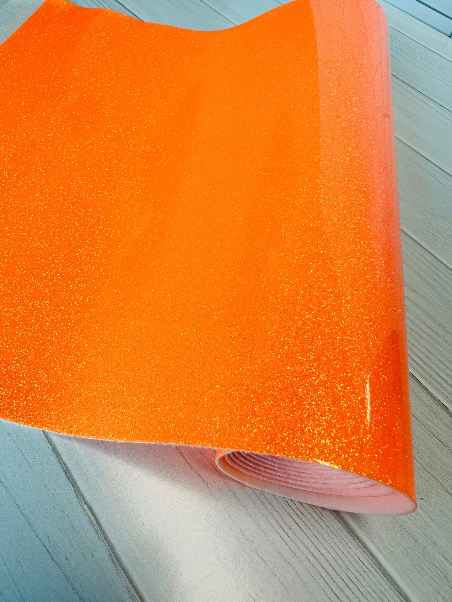 Neon Orange Premium Glitter Vinyl