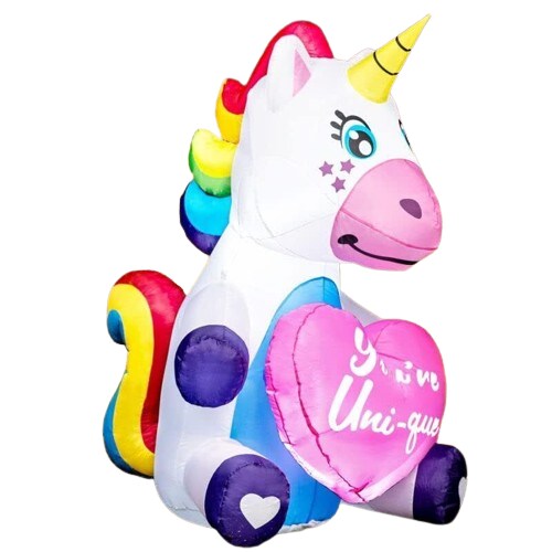 5 ft. Inflatable Cute Unicorn with Sweet Heart Decor