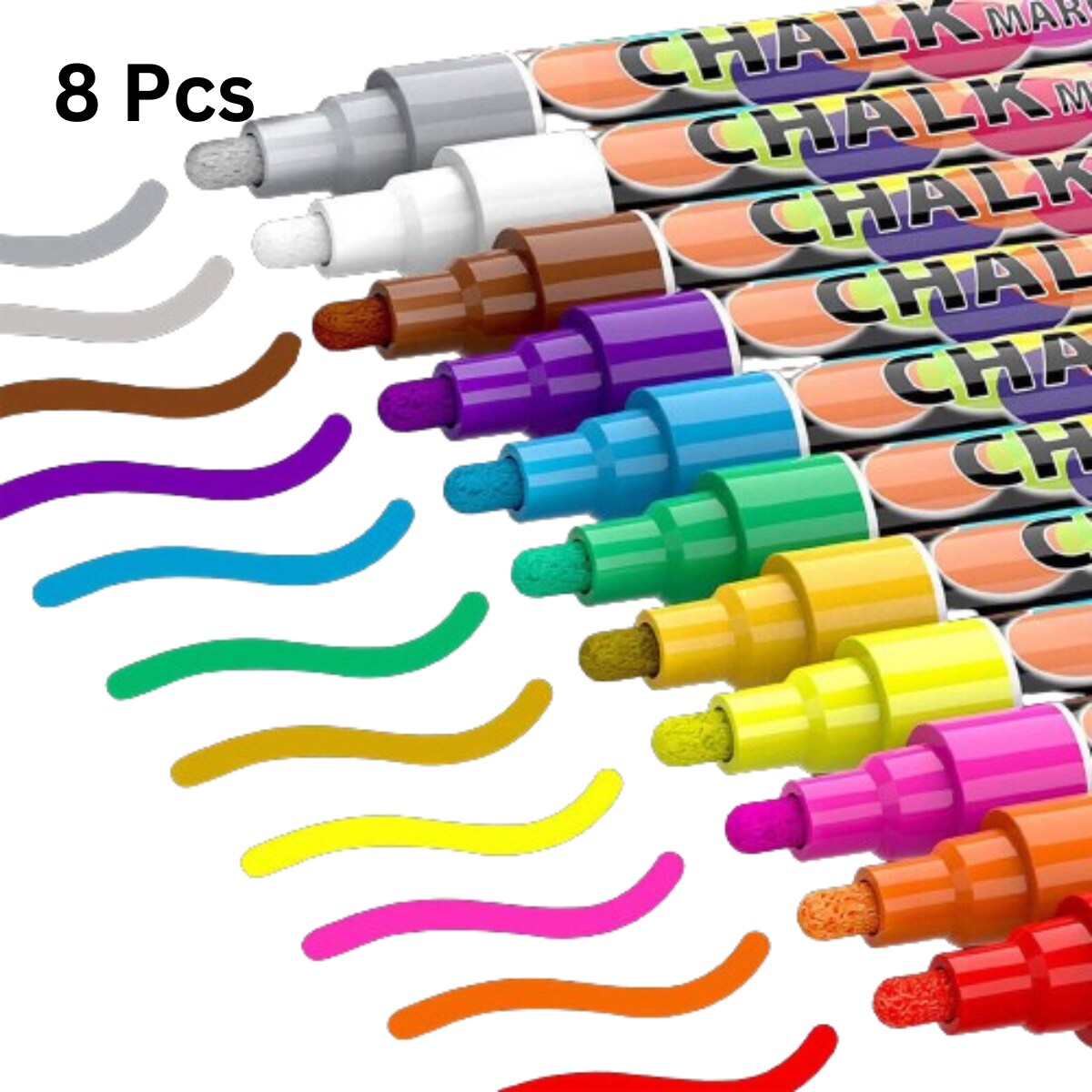 8PCS Liquid Chalk Markers Pens For Blackboard Black Signs Chalk Board LED  Glass