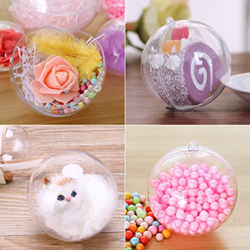 20 Pack DIY Ornament Clear Fillable Baubles Craft Christmas Decorations Tree Ball for New Years Present Holiday Wedding Party Home Decor Bath Bomb (3.15&#x201D;)