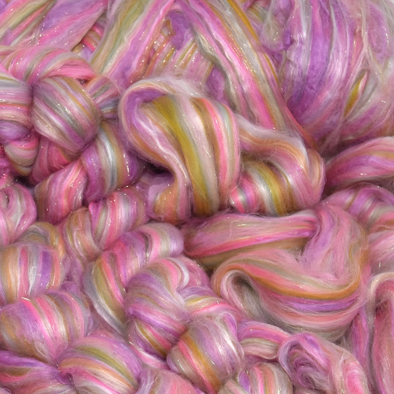 Designer Blend Merino, Tencel, Sari Silk, and Nylon Roving for Spinning and Felting. Fancy, Colorful, Exotic - Limited Edition. Tea Party