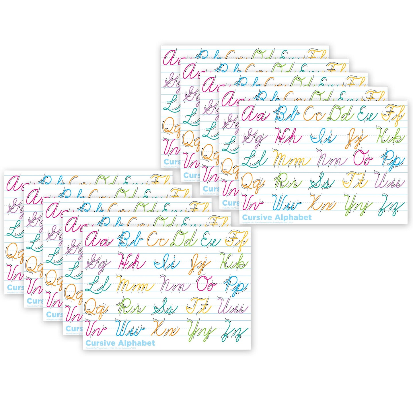 Smart Poly&#xAE; PosterMat Pals&#x2122; Space Savers, 13&#x22; x 9-1/2&#x22;, Traditional Cursive, Pack of 10