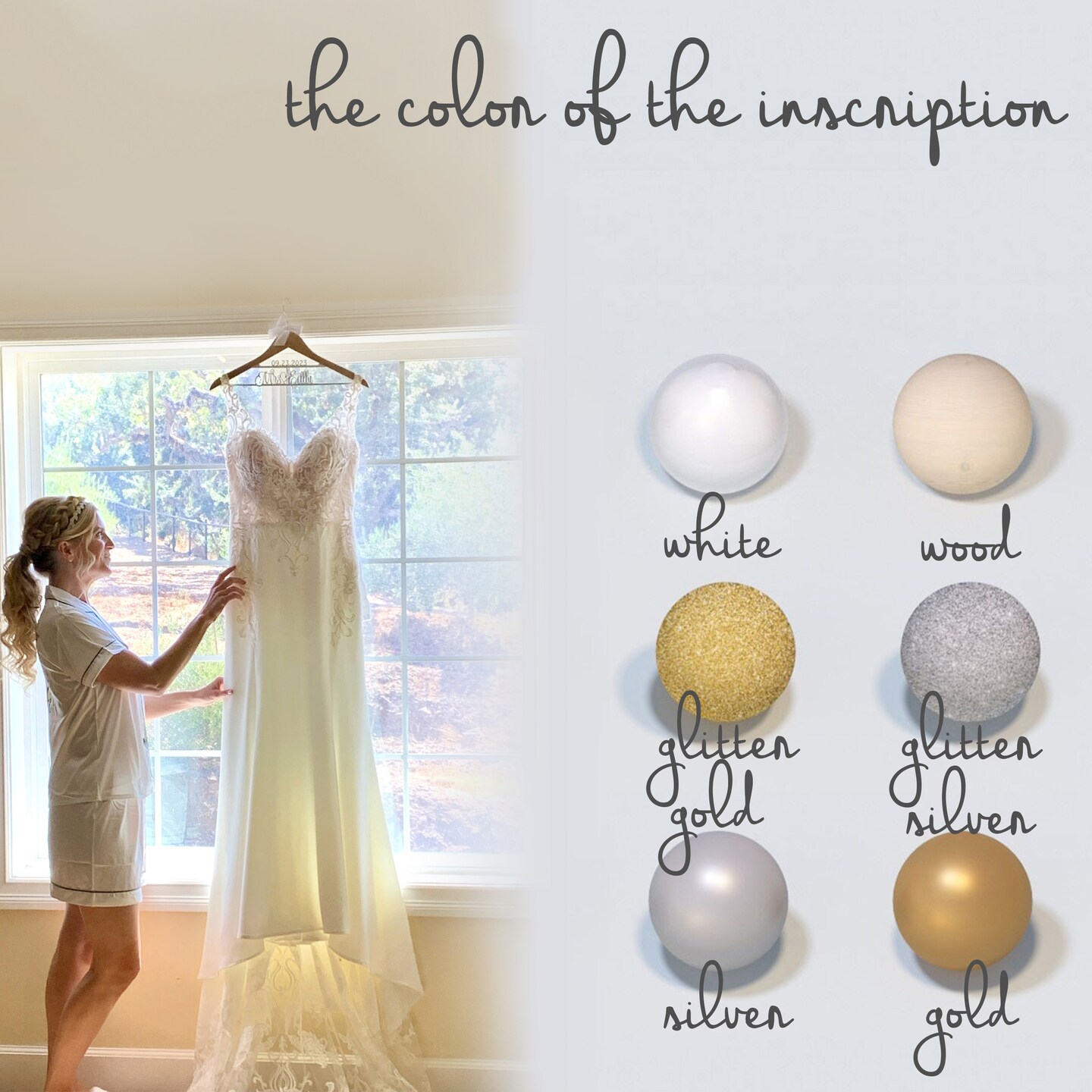 open lace back dress Personalized Bride Hanger with Bow main image 0
