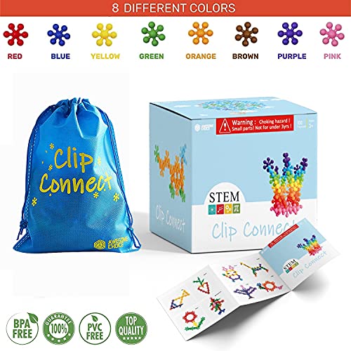 100 Pieces | Diameter 1.5", Interlocking Solid Plastic Building Blocks Set Early STEM Educational Toy for Preschool Kids Boys and Girls, Promotes Fine Motor Skills & Sensory Development