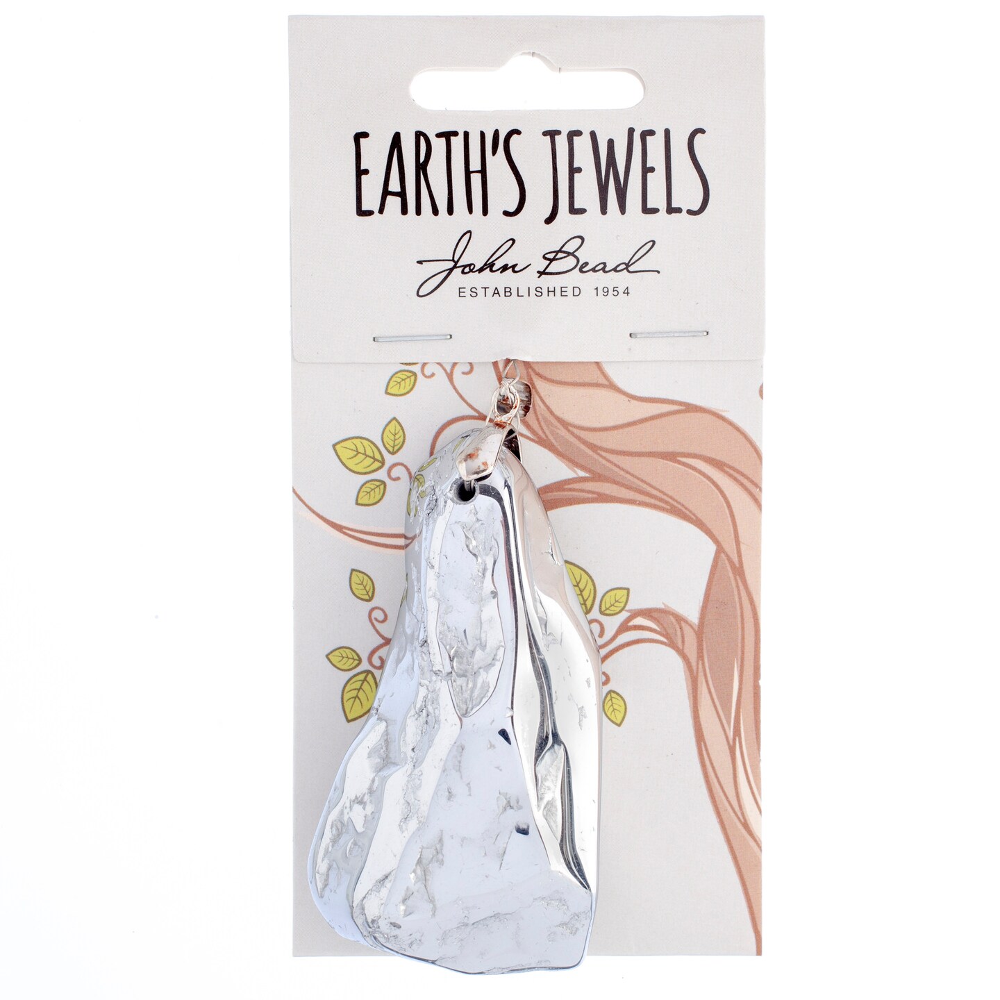 Earth&#x27;s Jewel 40mm Silver Semi-Precious Mineral Rock Pendant