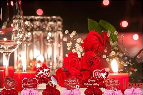 9 Pieces Pink and Red Valentine&#x27;s Day Honeycomb Centerpieces Decoration for a Happy Valentine&#x27;s Day Party