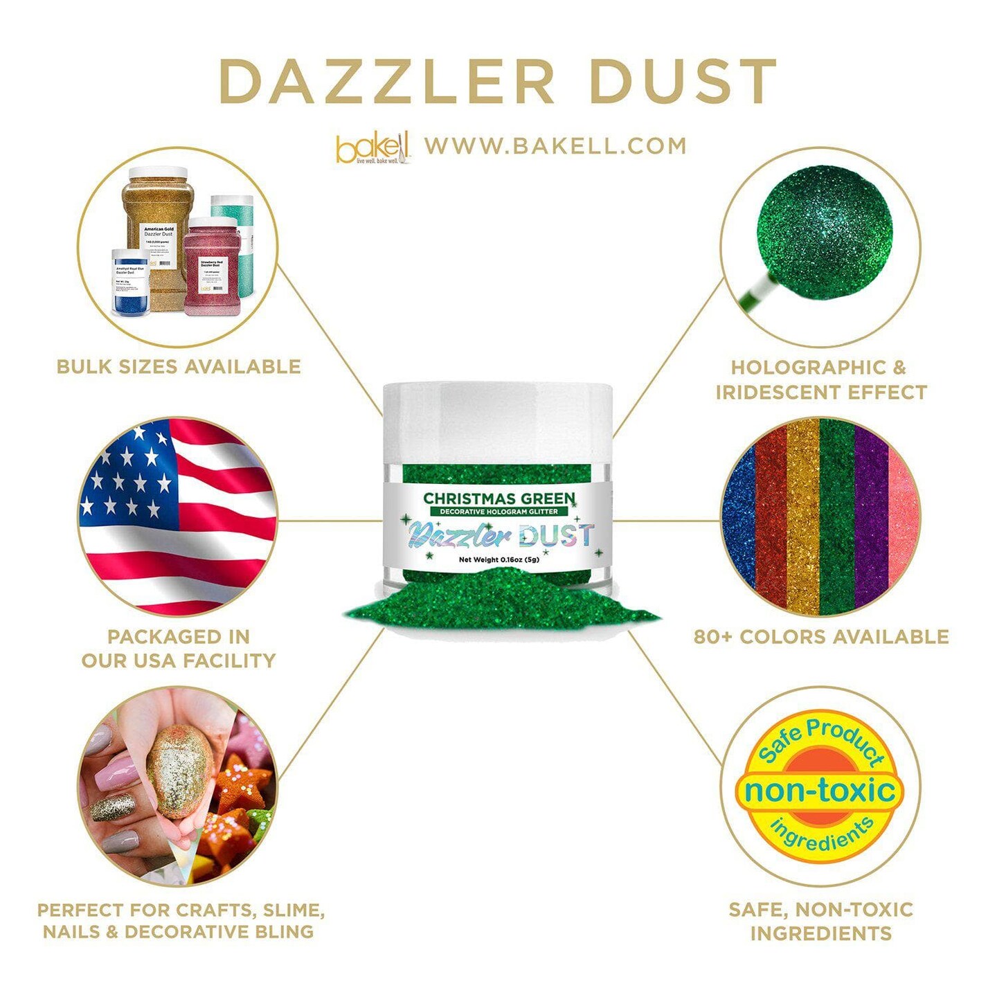 Christmas Green Dazzler Dust&#xAE; 5 Gram Jar