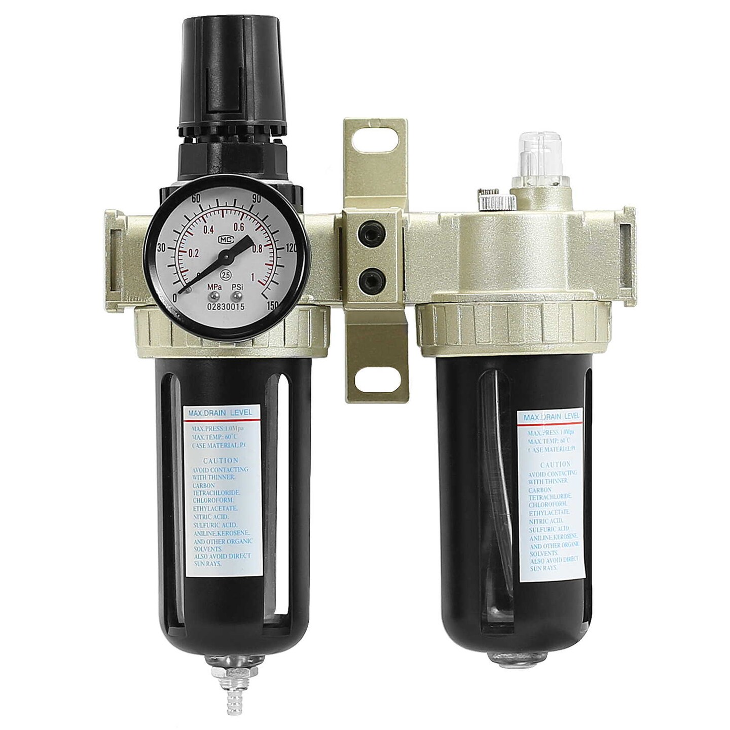 PointZero Combo Regulator Water Filter and Inline Air Line Oil Lubricator