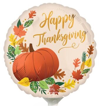 Happy Thanksgiving Fall Pumpkin 9&#x22; Foil Balloon, 1ct