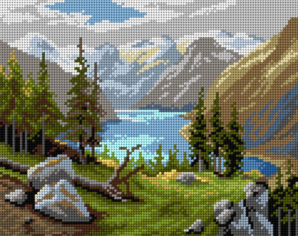 Gobelin canvas for halfstitch without yarn after Georg Jannus - Lake Hallstatt 3315H