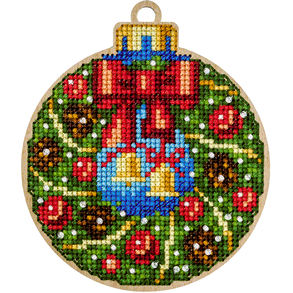 Cross-stitch kit on wood