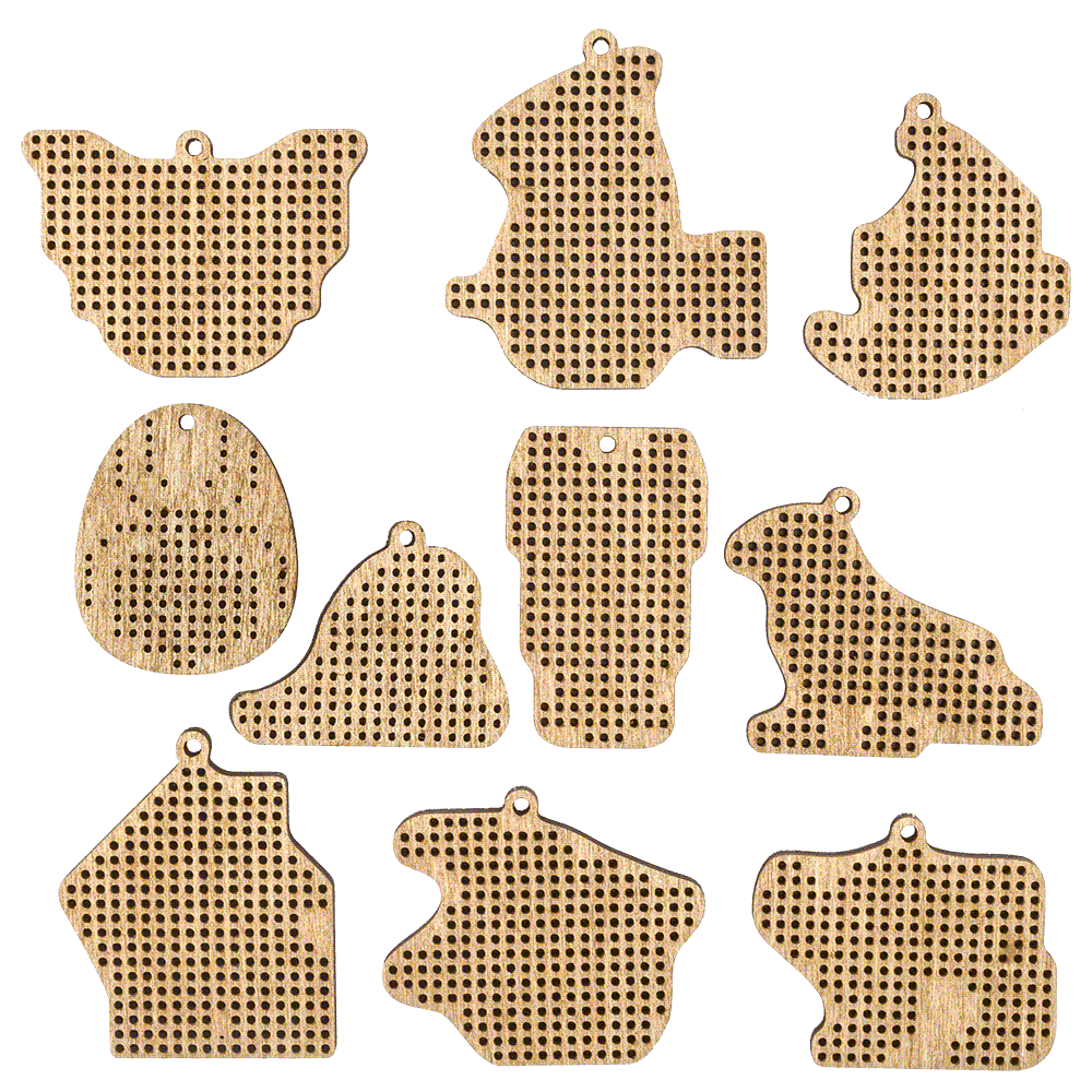 Set of blanks for embroidery on wood