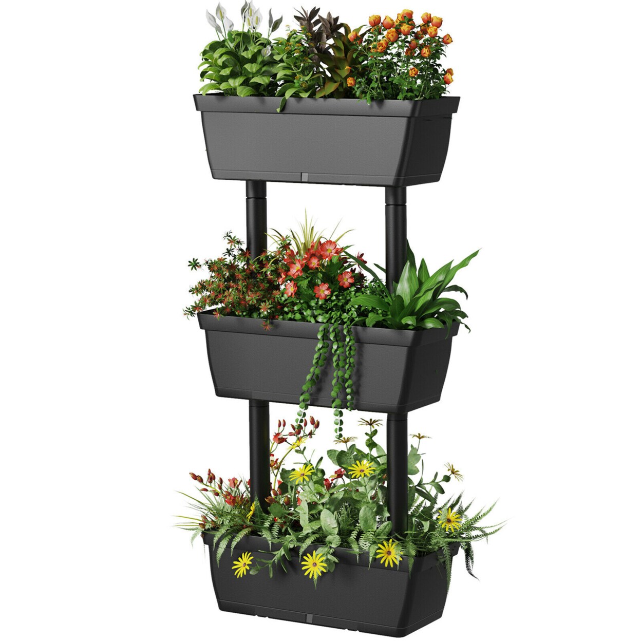 Gymax 3-Tier Raised Garden Bed Vertical Freestanding Flower Pot Stand Planter Boxes