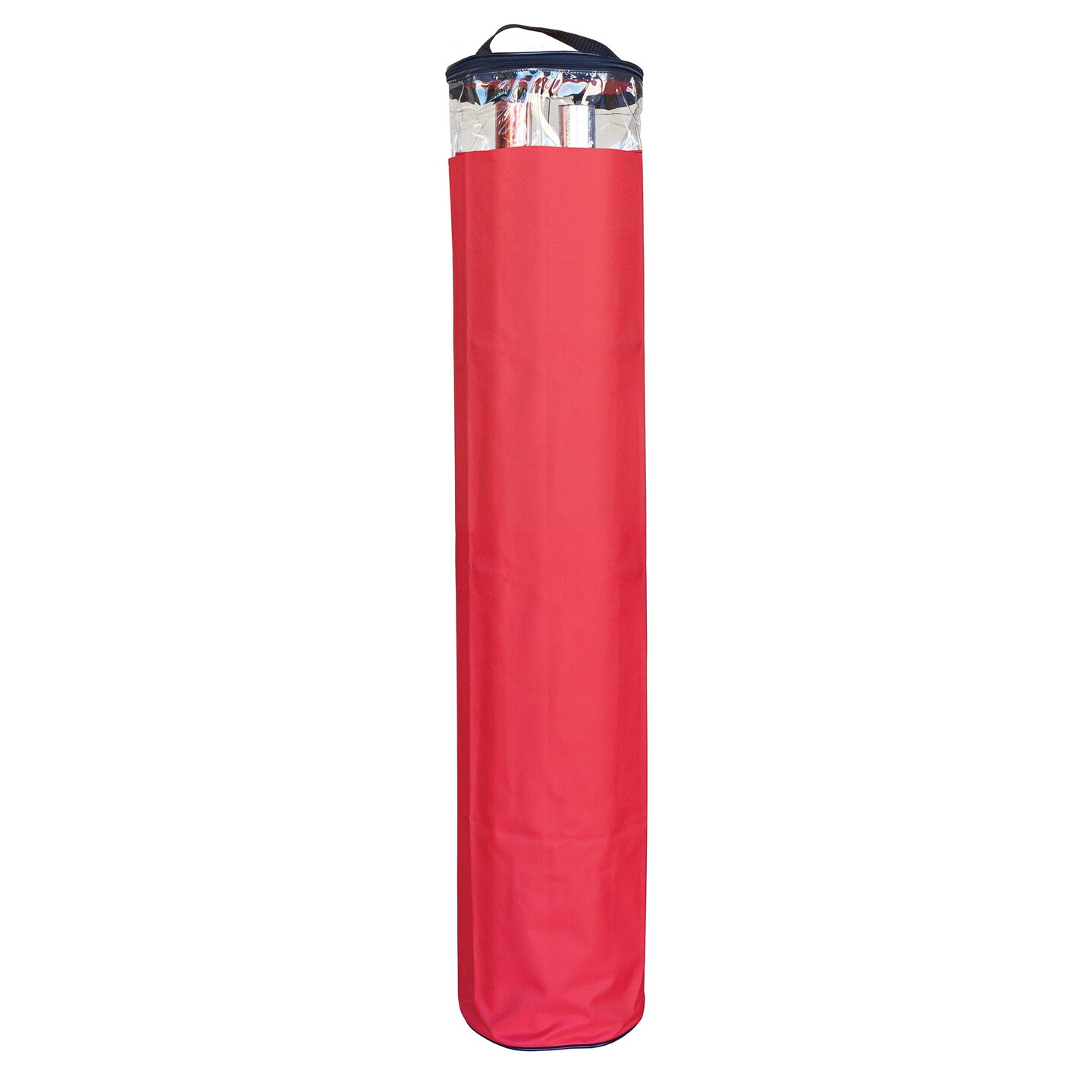 Northlight 41&#x22; Red and Clear Zip Up Christmas Gift Wrap Storage Tube Bag - Holds 15-20 Rolls