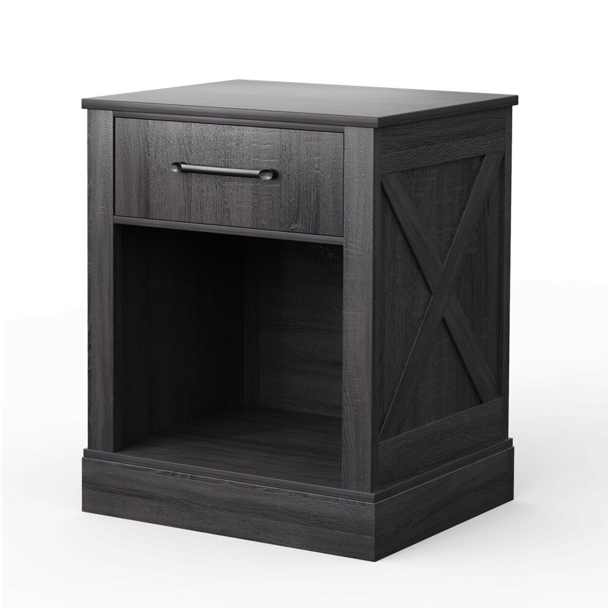 Nightstand With Drawer And Shelf Rustic Wooden Bedside Table Bedroom Brown / Natural / Black