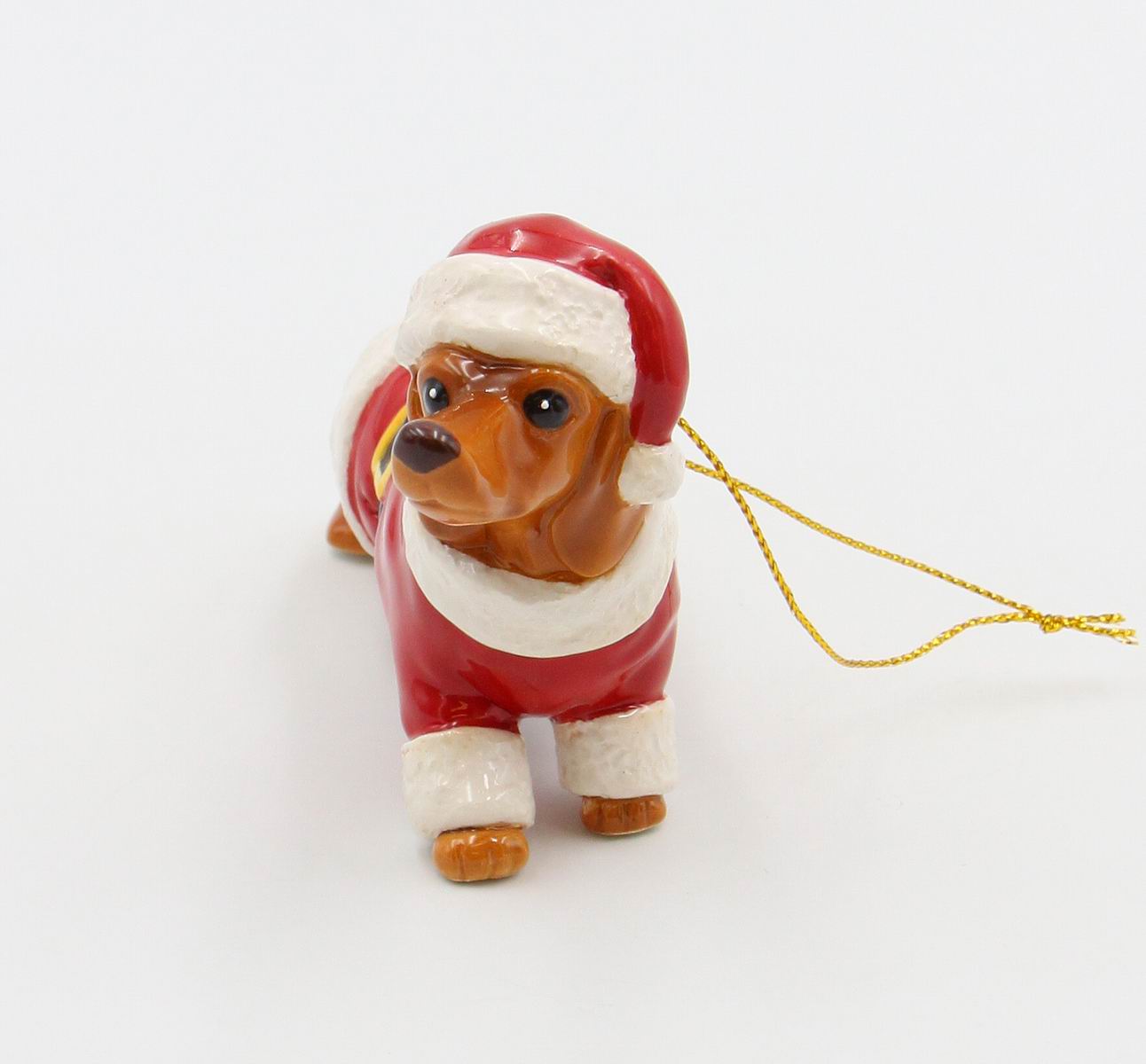 Ceramic Dachshund Santa Dog Christmas Tree Ornament, Home D&#xE9;cor, Gift for Her, Gift for Mom, Kitchen D&#xE9;cor, Dog Lover Gift, Pet Loss Gift
