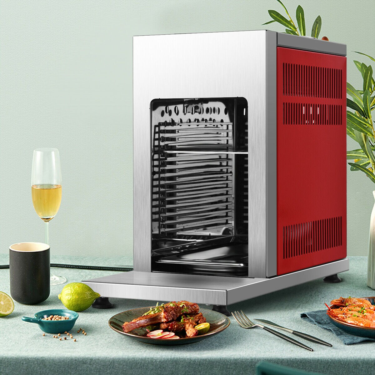 Gymax Propane Infrared Steak Grill BBQ Stainless Steel Single Burner Vertical Cooking