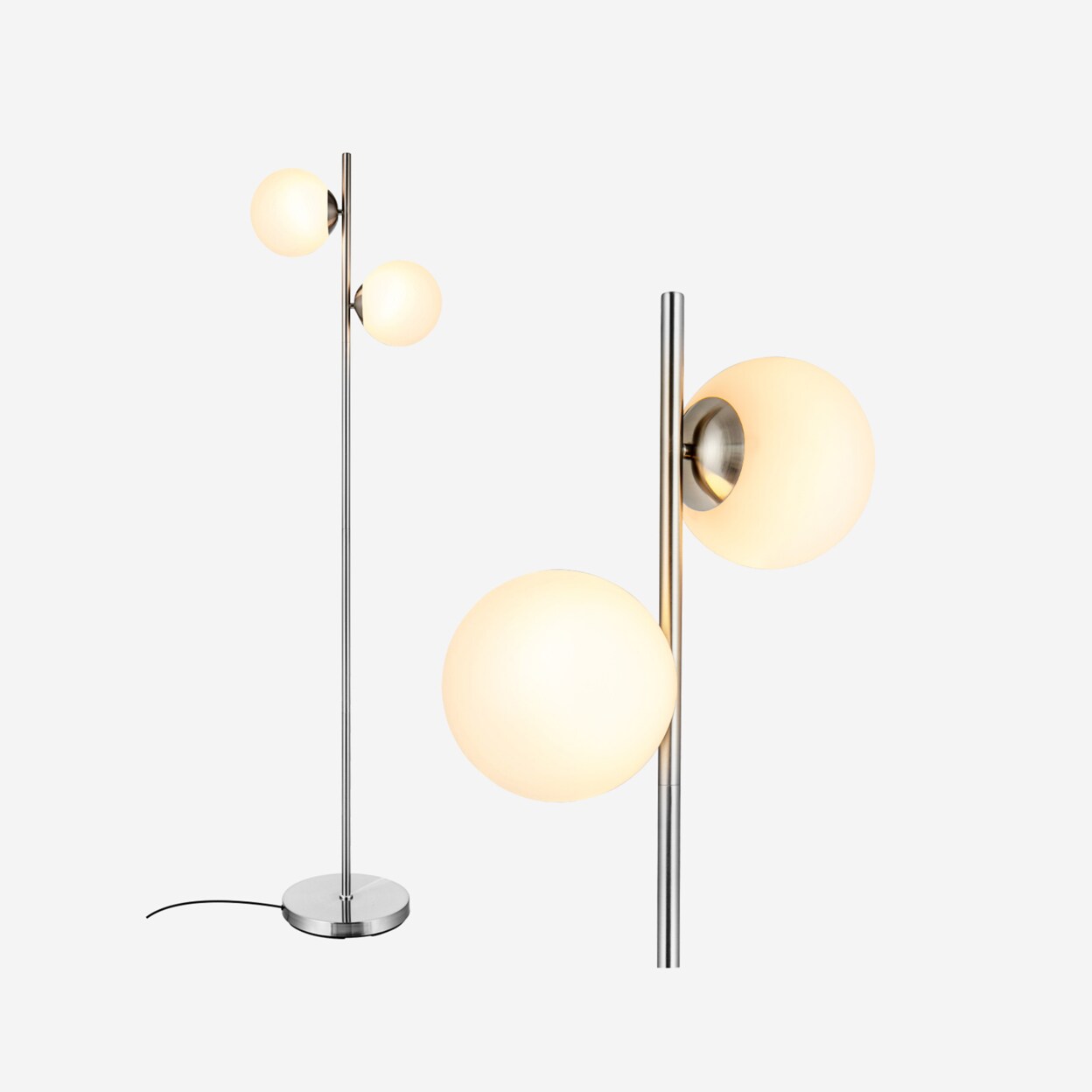 Gymax 65&#x27;&#x27; Sphere LED Floor Lamp w/ 2 Bulbs &#x26; Foot Switch Home Office Silver