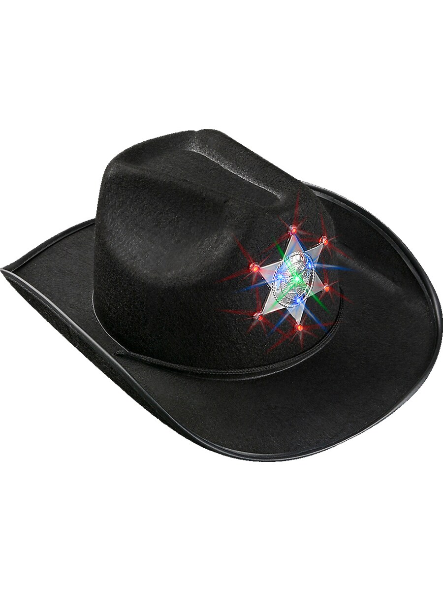 Child&#x27;s Black Light Up Sheriff Badge Cowboy Hat Costume Accessory