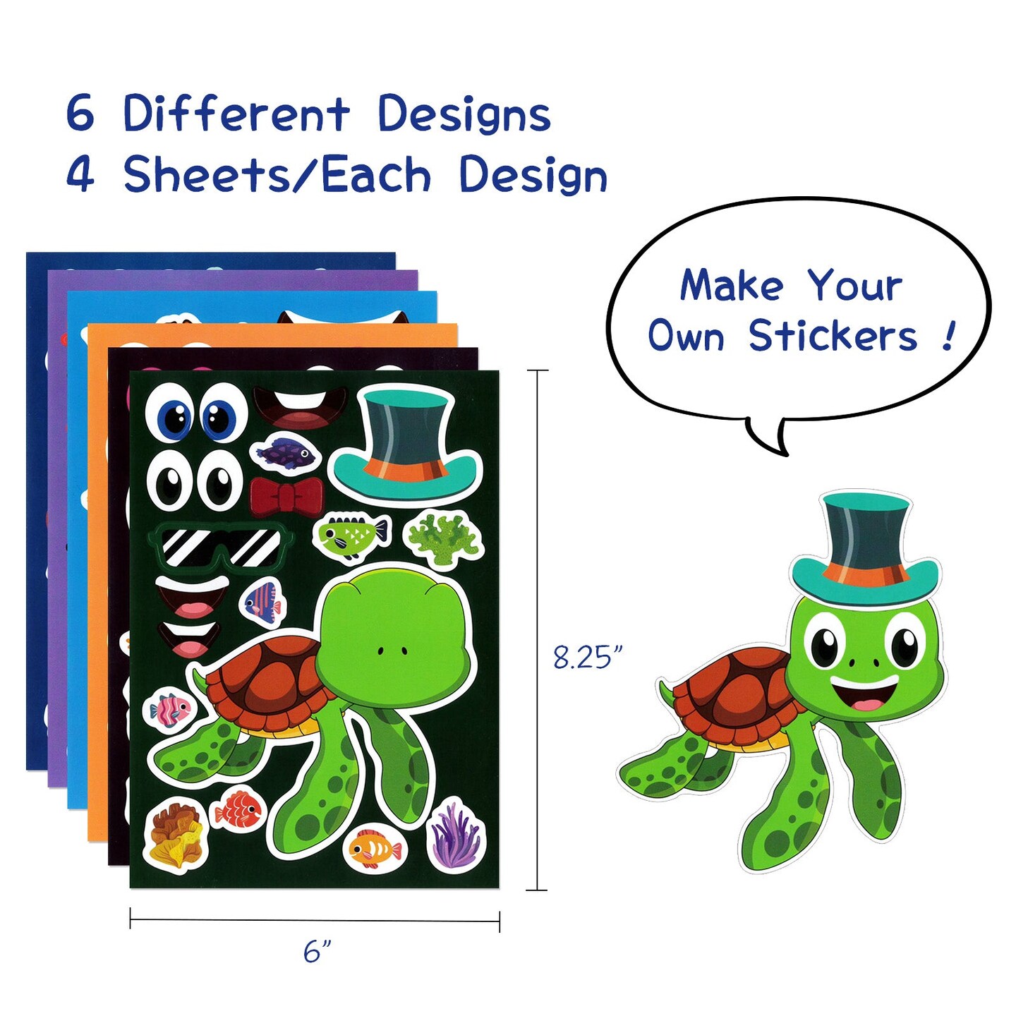 Wrapables Make Your Own Sticker Sheets, DIY Make a Face Animal, Food, Party Favor Stickers (24 Sheets)
