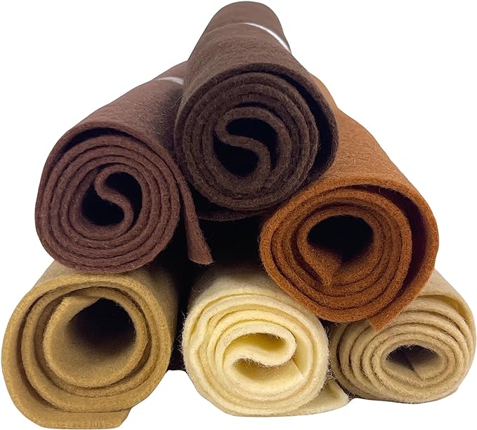 FabricLA Craft Felt Rolls 6 Pieces - 12 X 18 Inches Assorted Color  Non-Woven Soft Felt Material - Acrylic Felt Roll for DIY Craftwork, Sewing  and Patchwork - Brown Palette