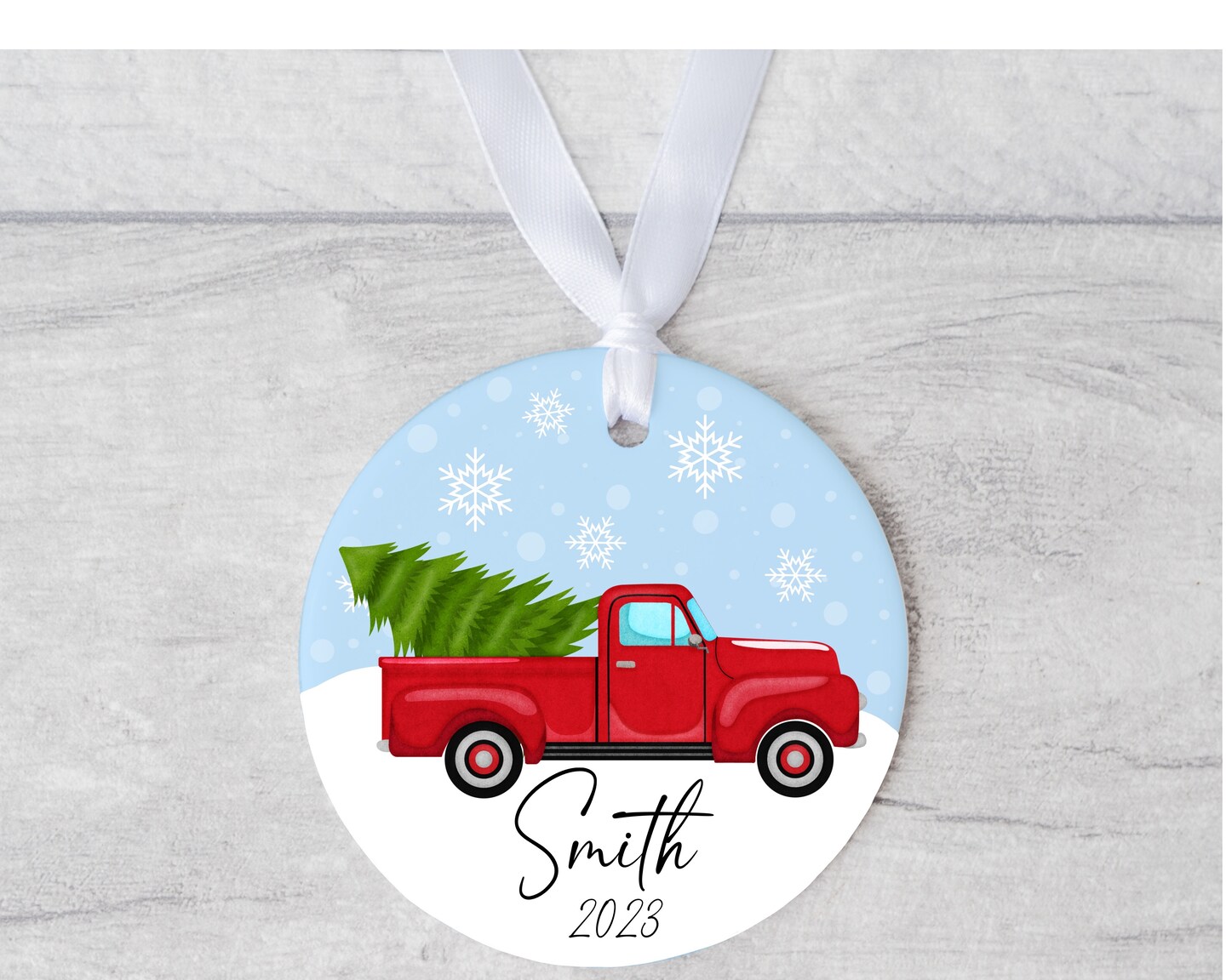 Christmas Red Truck Family Ornament, Country Christmas Annual Ornament ...