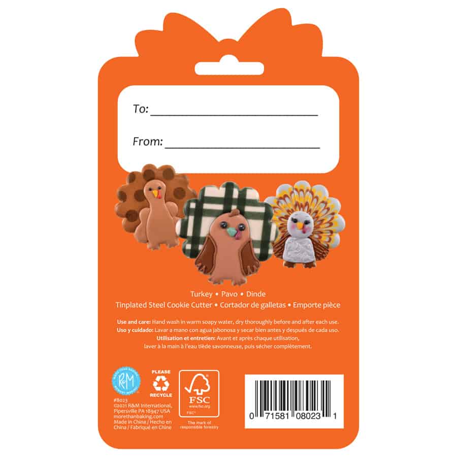 Turkey Cookie Cutter 3.5&#x22; Carded