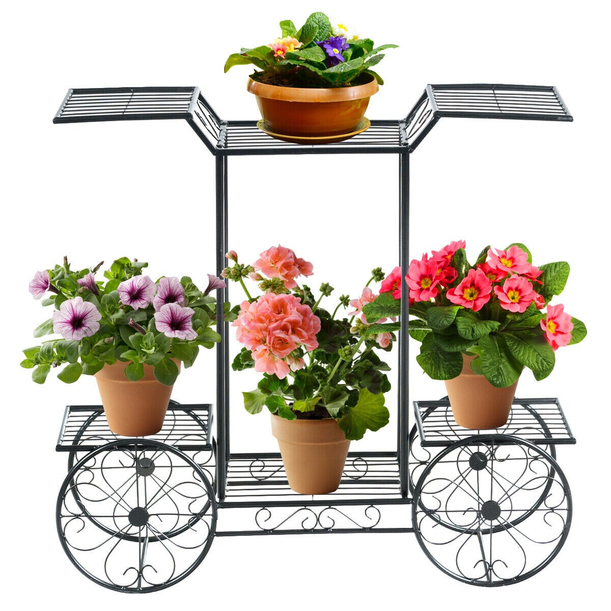 Gymax 6-Tier Garden Cart Stand Flower Rack Display Decor Flower Pot Plant Holder