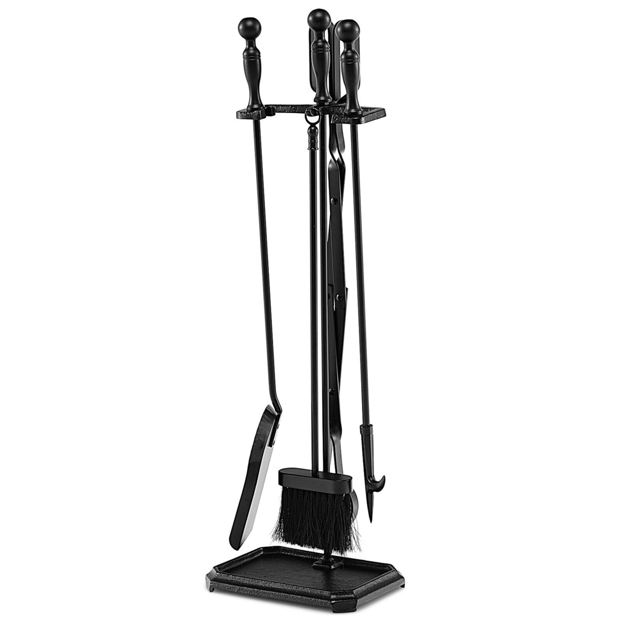 5 Piece Fireplace Tool Set Wrought Iron Indoor Fireplace Set And Holder Black
