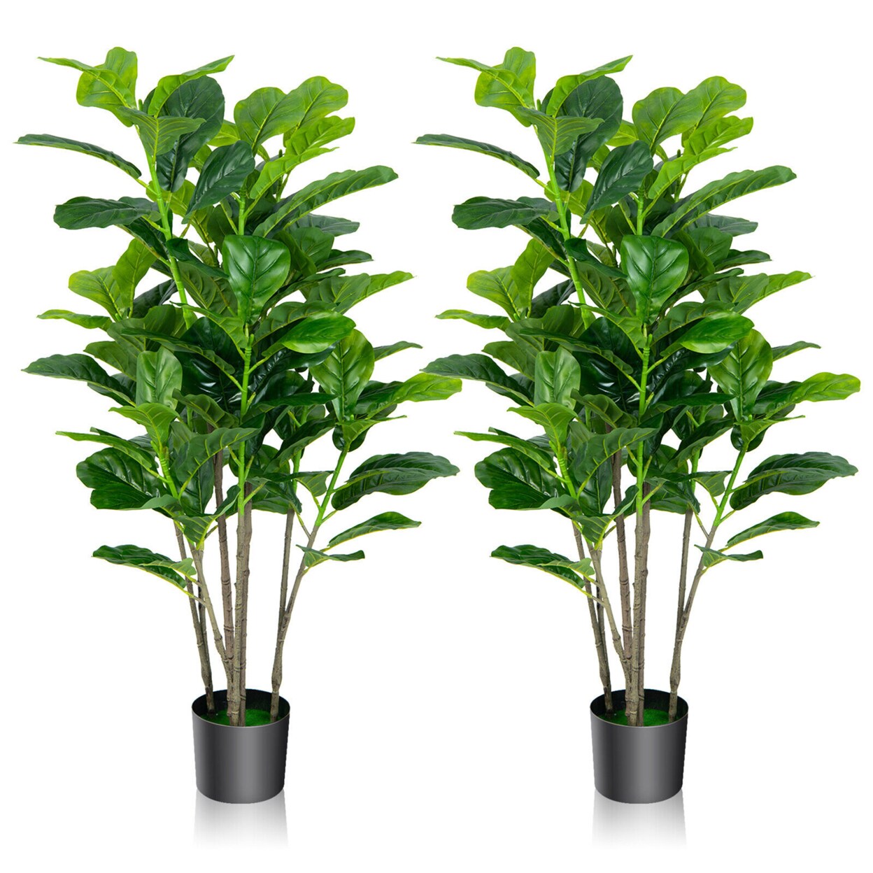 Gymax 51Artificial Tree 2-Pack Artificial Fiddle Leaf Fig Tree for Indoor Outdoor