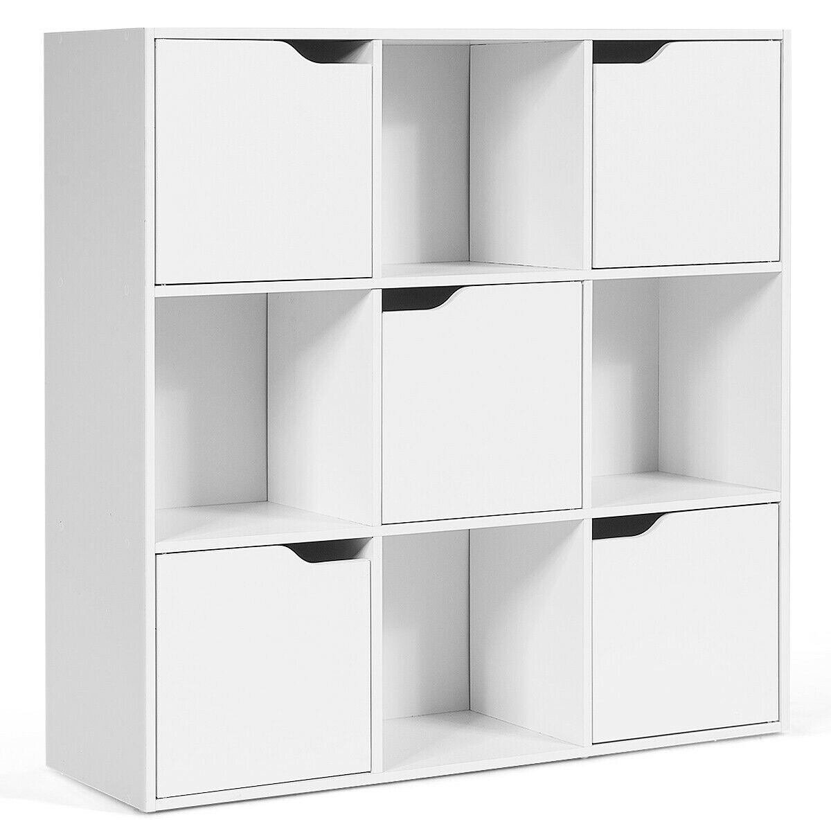 Gymax 9 Cube Bookcase Cabinet Wood Bookcase Storage Shelves Room Divider Organization