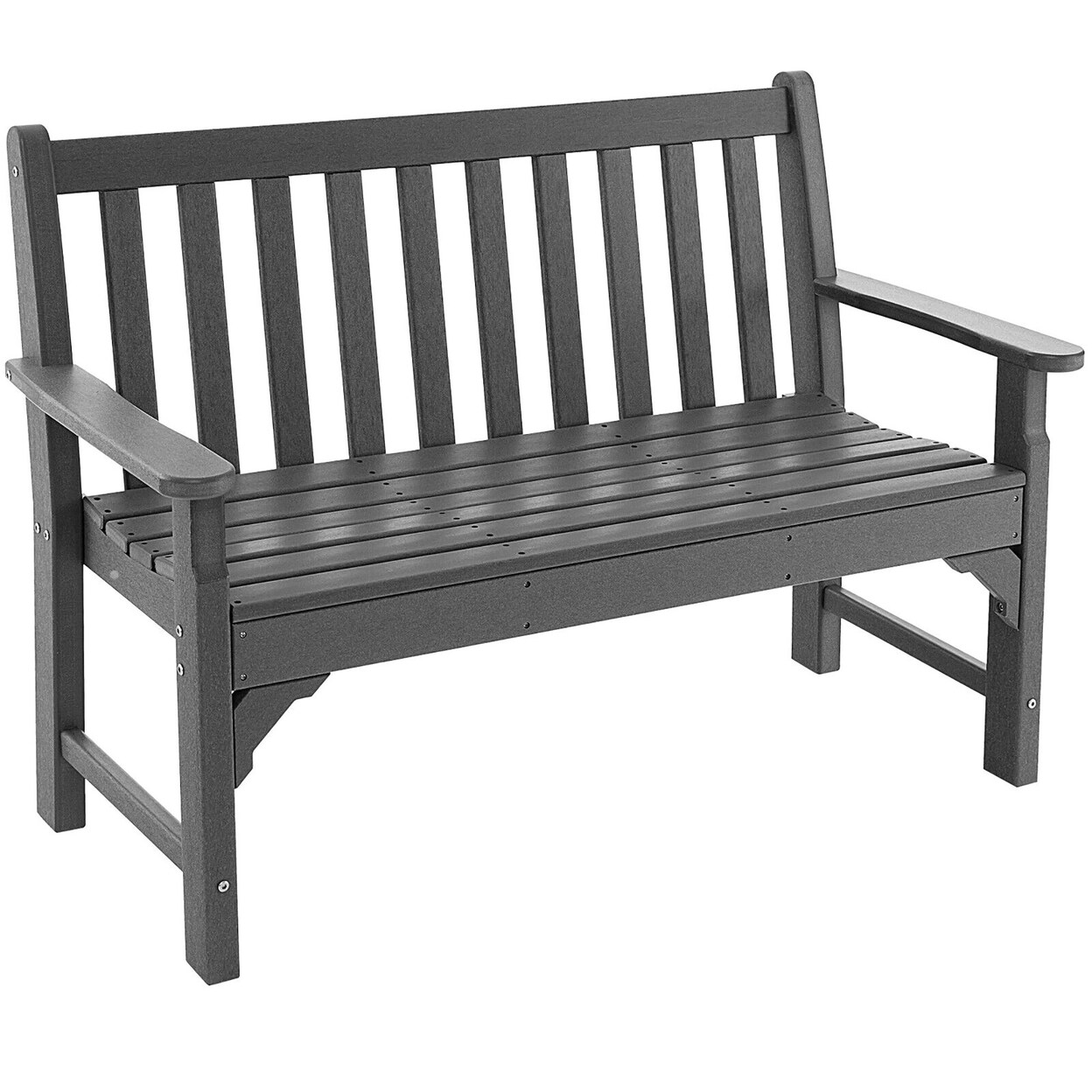 Gymax Outdoor Bench 2-Person All-Weather HDPE Garden Patio Bench for Backyard and Lawn