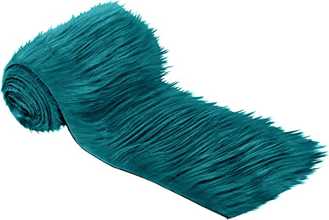 FabricLA Shaggy Faux Fur Roll - Acrylic Fabric 2" X 60" Inches Rolls Of Fur - Artificial Fur Material - Use Faux Fur Piece For Crafts, DIY, Hobby, Costume Design, Decoration - Dk Turquoise