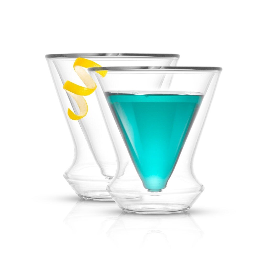 JoyJolt Set of (2) Cosmo Double Wall Stemless Martini Glasses 