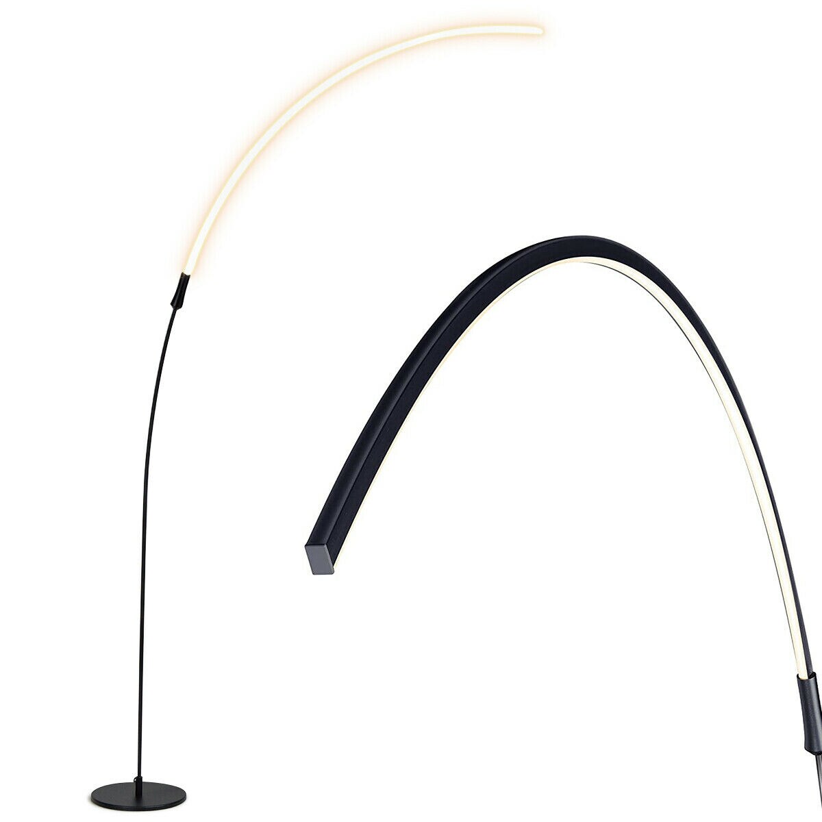 Gymax LED Arc Floor Lamp Modern Minimalist Standing Lamp w/ 3 Brightness Levels Black