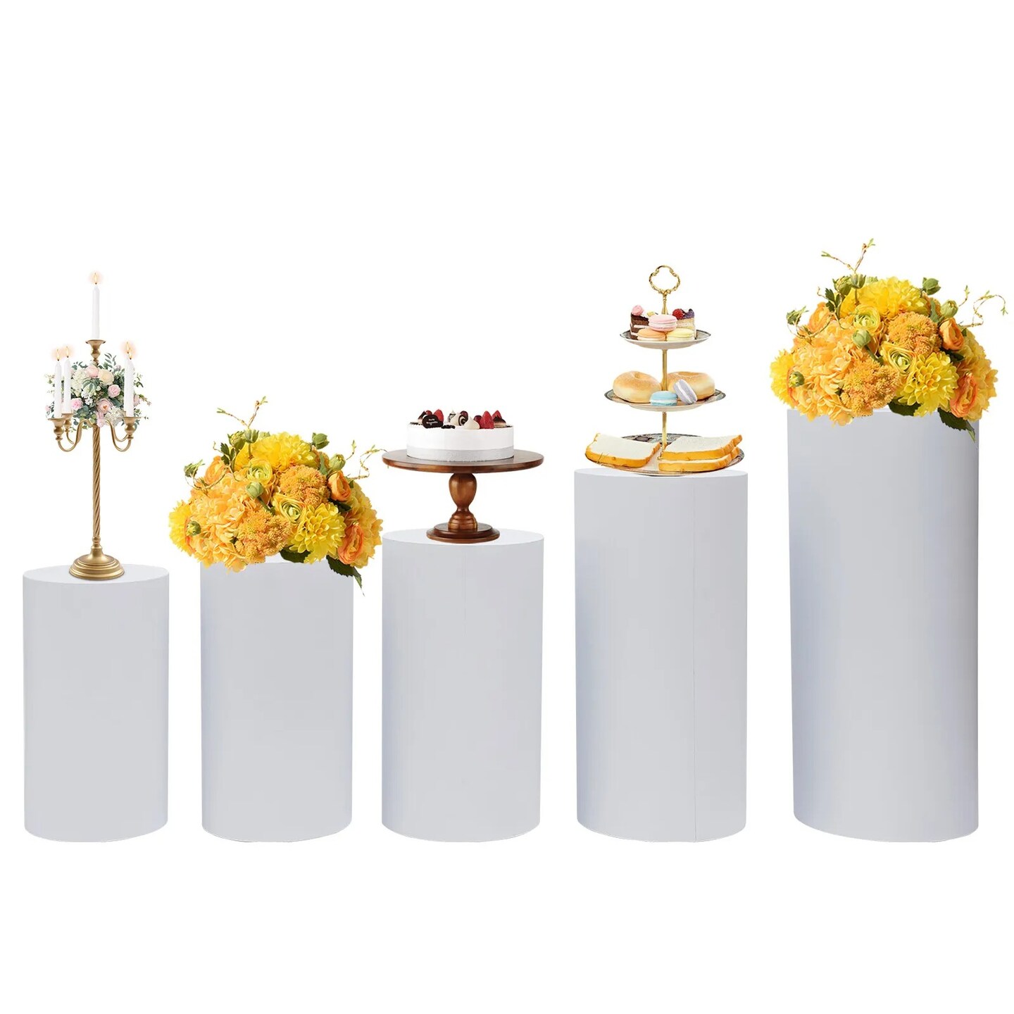5pcs Cylinder Pedestal Art Decor Stand for Wedding Cake Display Pillars Plinths