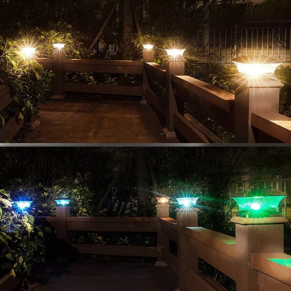 HUYIENO Solar Post Cap Lights Outdoor LED Lighting Deck Fence Two Modes