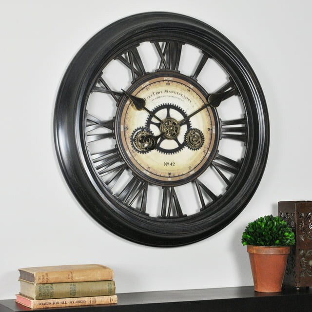 FirsTime &#x26; Co. Black Gearworks Wall Clock, Industrial, Analog, 24 x 2 x 24 in (3.8) 3.8 stars out of 5 reviews 5 reviews