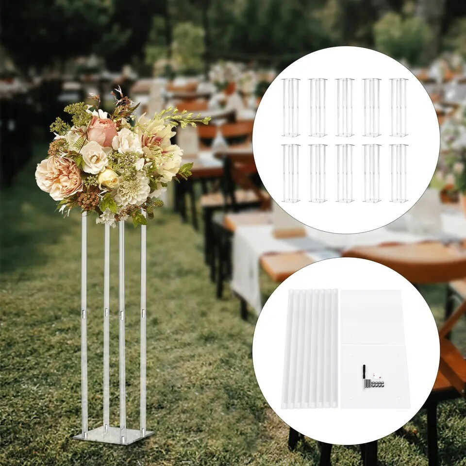 10Pcs Flower Stand Acrylic Column Acrylic Wedding Centerpieces Table Decor 31.5"