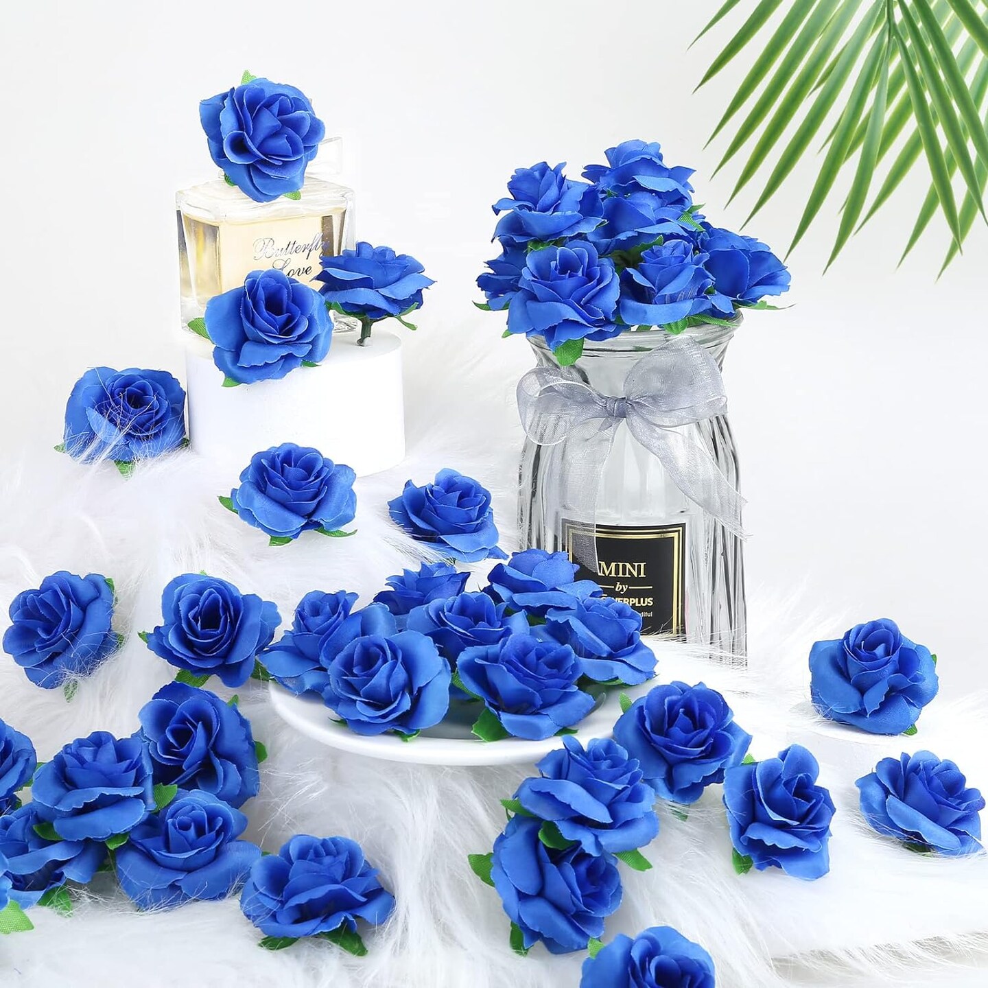 50-Pieces 1.6&#x22; Artificial Flower Heads Silk Roses