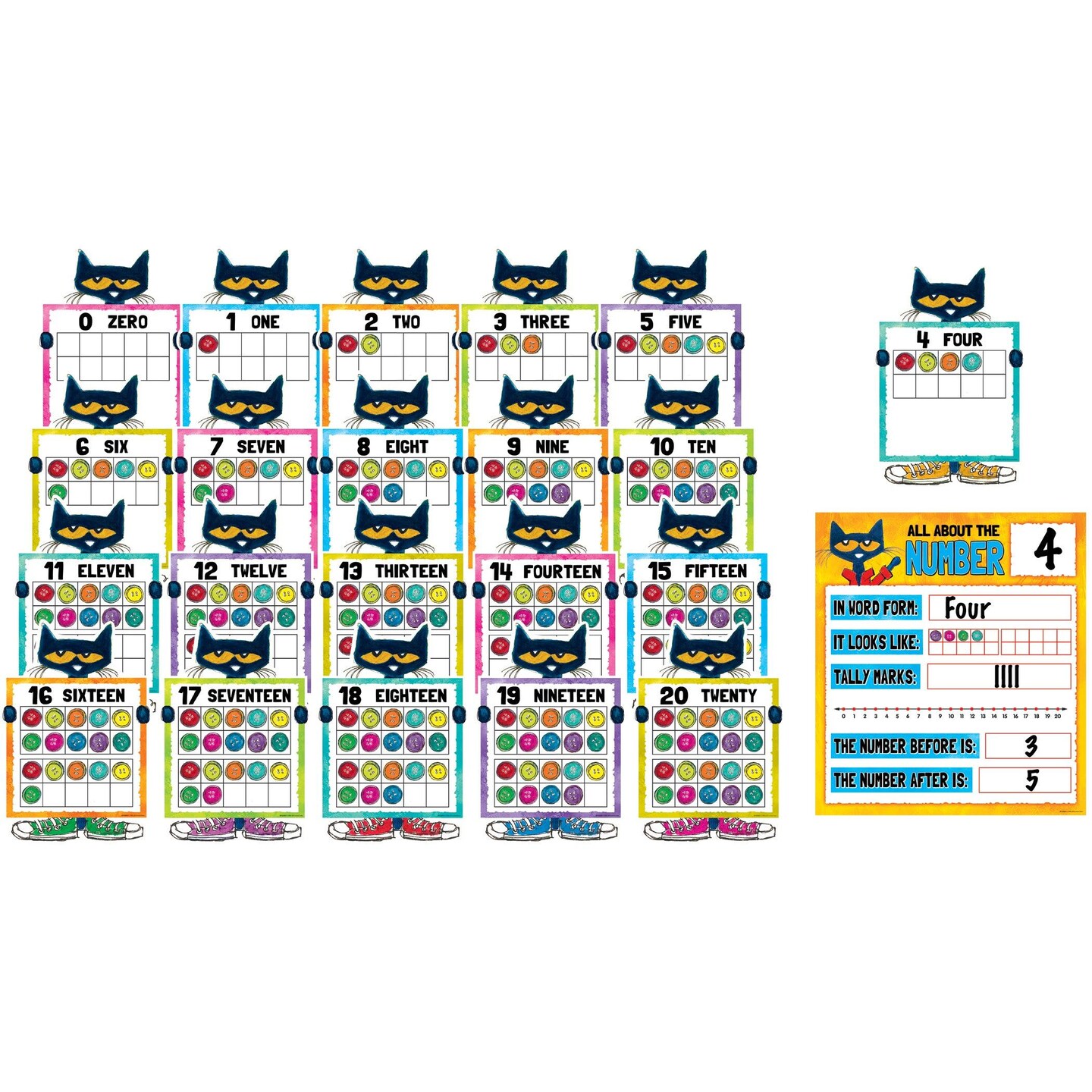 Pete the Cat&#xAE; Numbers 0-20 Bulletin Board Set